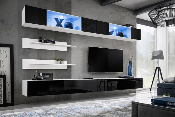 Zestaw do salonu 6 sztuk luksusowa jednostka ścienna szafka ścienna 2x stojak TV design mebli