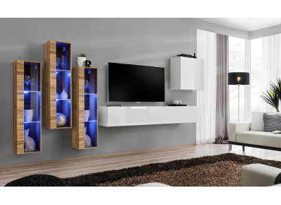 Kompletny zestaw 5 sztuk do salonu Meble drewniane nowoczesne designerskie Ustawić na wysoki połysk
