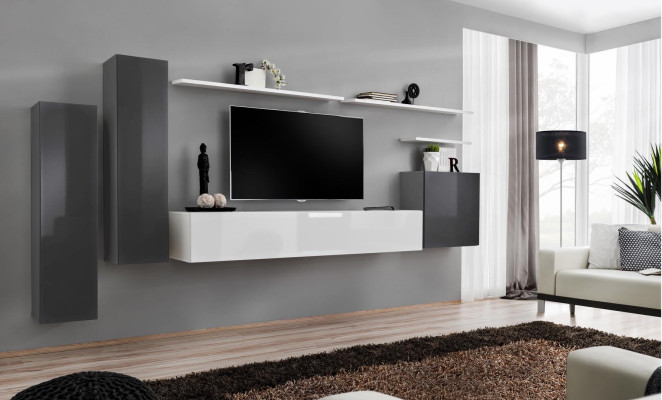 Jednostka ścienna Szare Meble Salon Designer Luksusowa Szafka RTV Drewno półka ścienna Kompletna