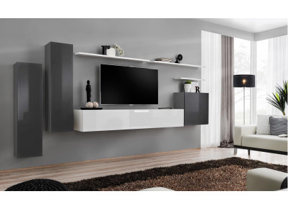 Jednostka ścienna Szare Meble Salon Designer Luksusowa Szafka RTV Drewno półka ścienna Kompletna