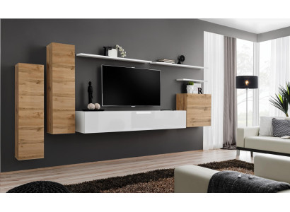 Jednostka ścienna Zestaw do Salonu 7-częściowy Szafka RTV Nowa Półka Luksusowe Meble Modern Design