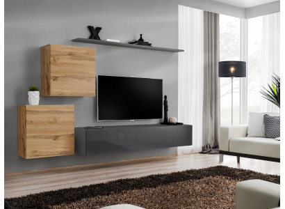 Meble do Salonu Designerskie Nowoczesne Jednostka Ścienna Meble Ściana Półka Szara