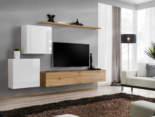 Nowoczesna Jednostka Ścienna Salon Designerska Kredens Szafka RTV 4szt. Nowy