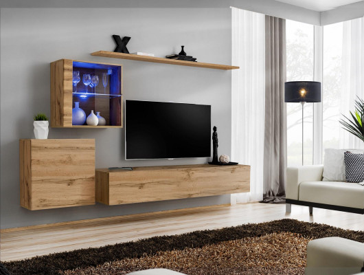 Jednostka ścienna Nowoczesna Szafka RTV Meble do Salonu Design Ściana Półki Kompletne