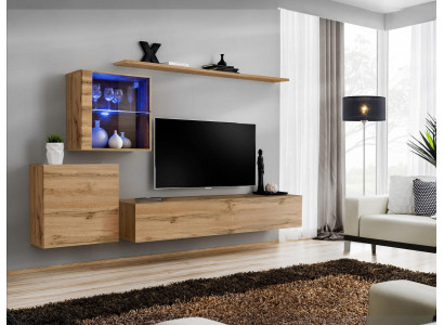 Jednostka ścienna Nowoczesna Szafka RTV Meble do Salonu Design Ściana Półki Kompletne