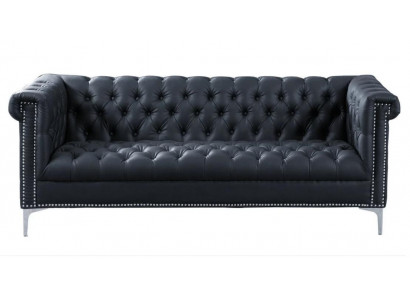 Czarne Trzyosobowe Chesterfield Nowoczesne designerskie kanapy Skóra Sofa Designer Meble