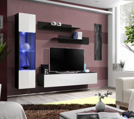 Kompletny zestaw 4 designerskich luksusowych mebli do salonu Ściana Półka wisząca Gablota Meble