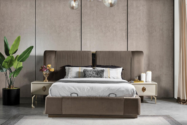 Designerski zestaw do sypialni Łóżko 2x Szafki nocne Toaletka Lustro