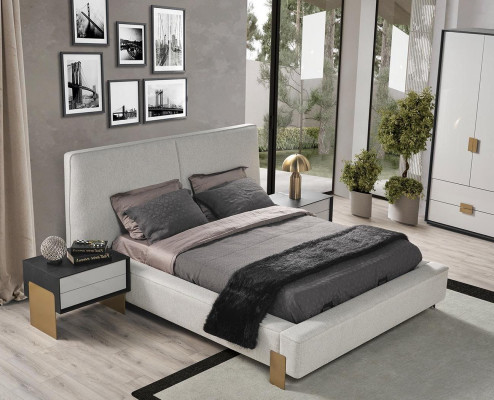 Luksusowy Zestaw Sypialnia Designerskie Podwójne łóżko 2x Szafki nocne Stylowe