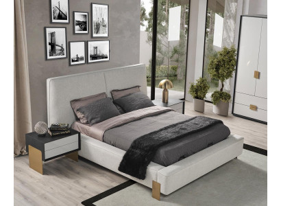 Luksusowy Zestaw Sypialnia Designerskie Podwójne łóżko 2x Szafki nocne Stylowe