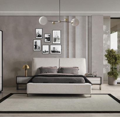 Luksusowy Zestaw Sypialnia Designerskie Podwójne łóżko 2x Szafki nocne Stylowe