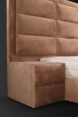 Klasyczne łóżko Drewno brązowe meble do sypialni design elegancki materiał nowość-