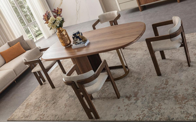 Nowoczesny zestaw do jadalni Stół obiadowy 4x Krzesła Kredens Lustro Designer Meble