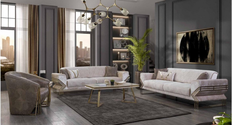 Designerski Zestaw sofowy 3+3+1 miejsce do siedzenia Nowoczesny Kompletny Zestaw Kanapowy Nowy