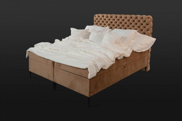 Brown Chesterfield Podwójne łóżko luksusowe łóżko skrzyniowe Sypialnia łóżka