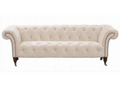 Beżowe trzyosobowe kanapy Chesterfield o nowoczesnym designie Materiał Sofy designerskie Meble