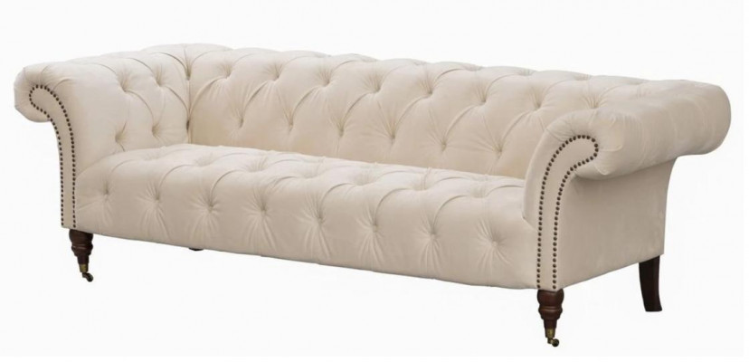 Beżowe trzyosobowe kanapy Chesterfield o nowoczesnym designie Materiał Sofy designerskie Meble