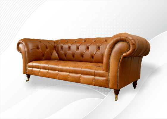 Chesterfield 3 miejsce do siedzenia Kanapy Nut Brown Nowoczesny Design Skóra Sofa Creative Meble