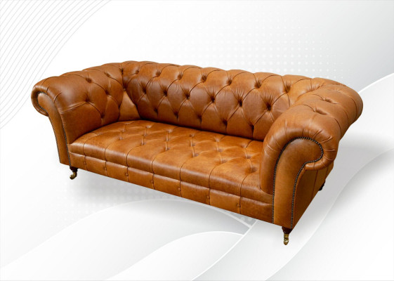 Chesterfield 3 miejsce do siedzenia Kanapy Nut Brown Nowoczesny Design Skóra Sofa Creative Meble
