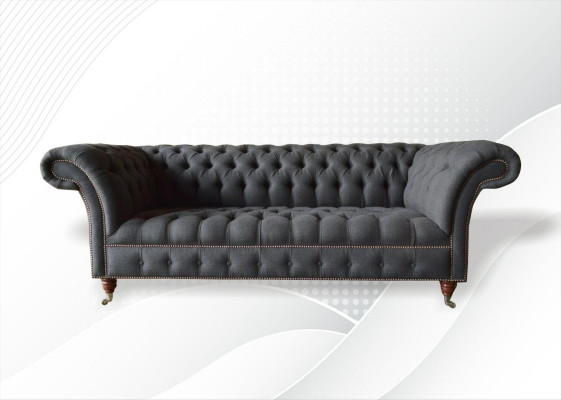 Chesterfield 3 Siedziba Włókienniczy Ciemnoszary Nowoczesny Design Kanapy Sofa Meble Designer