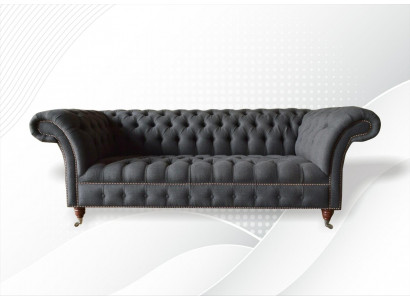 Chesterfield 3 Siedziba Włókienniczy Ciemnoszary Nowoczesny Design Kanapy Sofa Meble Designer