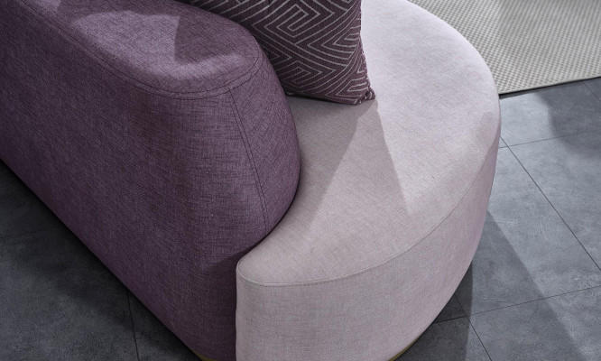 Żywy krajobraz Zestaw sofowy Duża różowa sofa materiałowa Nowoczesny zestaw Sofa 5-częściowa