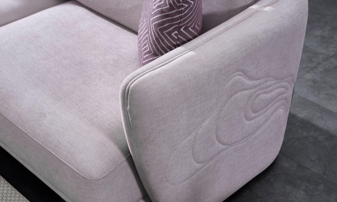 Żywy krajobraz Zestaw sofowy Duża różowa sofa materiałowa Nowoczesny zestaw Sofa 5-częściowa
