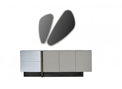 Ustawić Kredens z Lustro Szafa Nowoczesny Zestaw Sypialnia Biały
