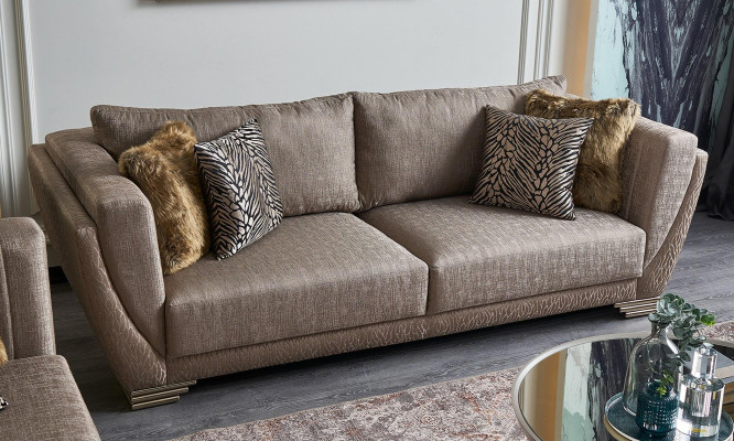 Luksusowa trzyosobowa kanapa rozkładana 3 miejsce do siedzenia brązowa materiałowa sofa tapicerowana