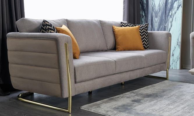 Sofa trzyosobowa kanapa 3 miejsce do siedzenia szara materiałowa sofa tapicerowana sofa nowoczesna