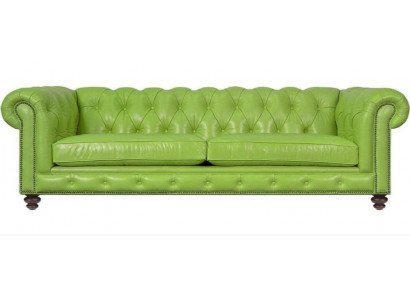Pokój dzienny Chesterfield Sofa Zielona Duża Premium Skóra Designerskie Meble 4 miejsce do siedzenia Nowe