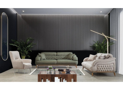 Nowoczesny salon w komplecie z 2x trzyosobową sofą designerskiego Fotela