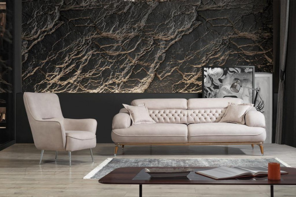 Nowoczesny salon w komplecie z 2x trzyosobową sofą designerskiego Fotela
