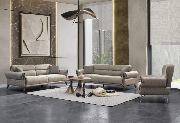 Luksusowy zestaw do salonu 3 sztuki 2x sofa trzyosobowa Meble Fotel Meble tapicerowane