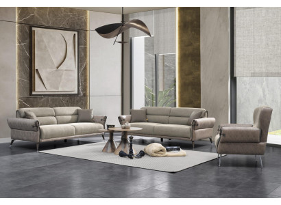 Luksusowy zestaw do salonu 3 sztuki 2x sofa trzyosobowa Meble Fotel Meble tapicerowane