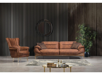 Nowoczesny Zestaw Sofowy Sofa Trzyosobowa Luksusowy Fotel Wyposażenie Salonu