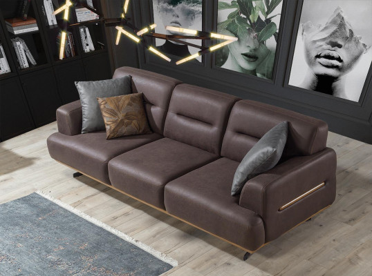 Brązowa Sofa Salonowa Kanapa Trzyosobowa Luksusowe Meble Podkładka Meble