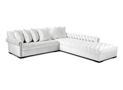 Sofa Narożnikowa kanapa Biała Materiał Chesterfield Design Kanapy Podkładka Sofy Luksusowe Meble