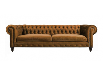 Chesterfield Trzyosobowy Creative Meble Włókiennicze Materiał Pomarańczowy Nowy Salon Nowoczesny