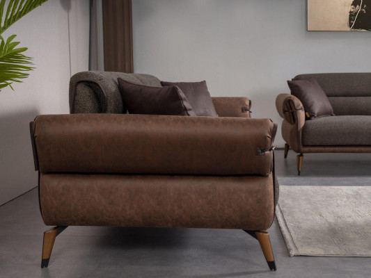 Brązowa Sofa Dwuosobowa Salonowa Meble Tapicerowane Kanapa Nowe Meble