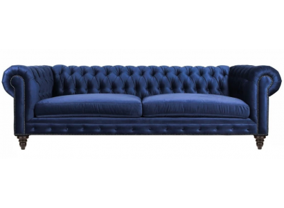 Chesterfield Trzyosobowy Niebieski Nowy Salon Nowoczesne Kreatywne Meble Włókiennicze Materiał