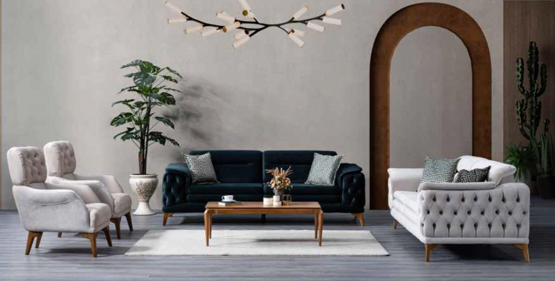 Sofa do salonu luksusowa kanapa meble tekstylne sofy tapicerowane nowa drewniana rama -