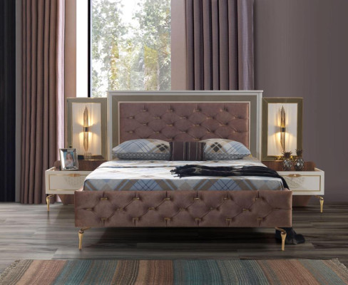 Sypialnia Łóżko Design Meble Luksusowa Podkładka do łóżka brązowa Modern