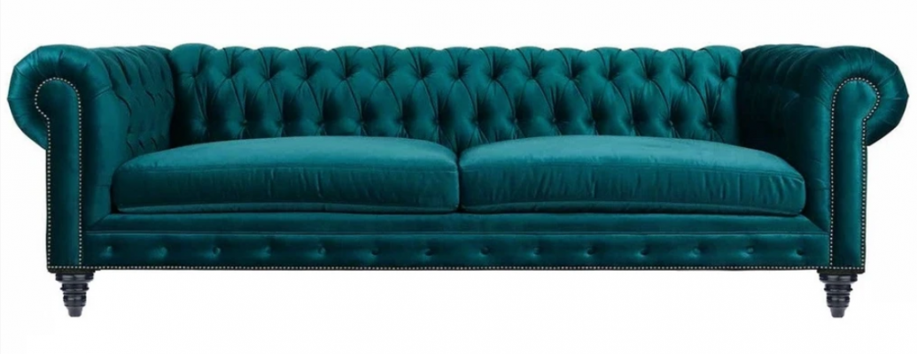 Chesterfield Trzyosobowy Creative Meble Włókiennicze Materiał Teal Living Room Modern