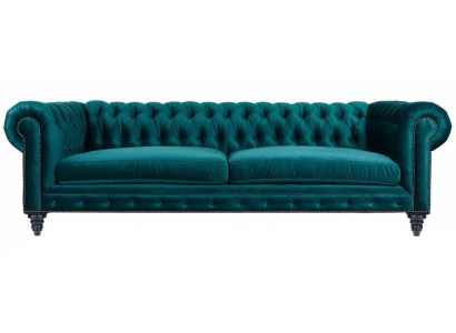 Chesterfield Trzyosobowy Creative Meble Włókiennicze Materiał Teal Living Room Modern