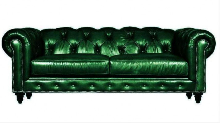 Jasnobrązowa trzyosobowa sofa do salonu Skóra Chesterfield Chesterfield Nowość