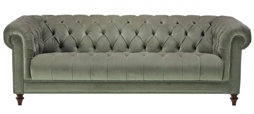 Sage Green Trzyosobowy Materiał Projekt salonu Podkładka Sofa Sofy Chesterfield