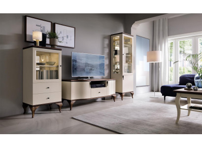 Design Galota Szkło Szafa Witryny do salonu Półka Kredens Drewno