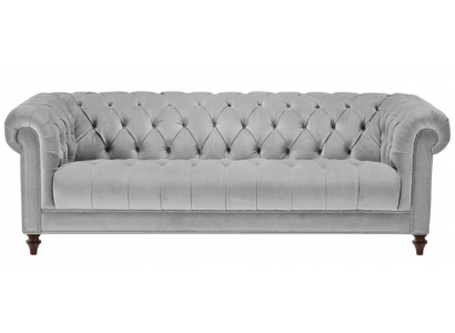 Jasnoszara Trzyosobowa Chesterfield Nowy Materiał Sofy do Salonu Podkładka Sofa Sofy
