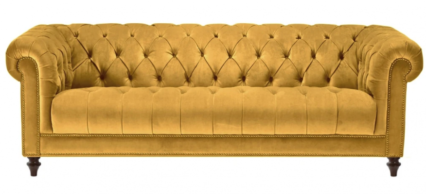 Żółty Trzyosobowy Materiał Projekt Salonu Kanapy Podkładka Sofa Sofy Chesterfield